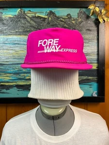 Fore Way Express Truck Stop Shop Neon Pink SnapBack Trucker Hat Baseball Brimmed - Picture 1 of 8
