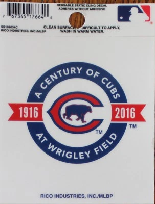 Chicago Century of Cubs Logo Static Cling  MLB Window Decal Baseball Car Sticker - Image 1 of 4