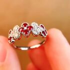 14K White Gold Plated 1Ct Lab Created Red Ruby Round Cut Women's Engagement Ring