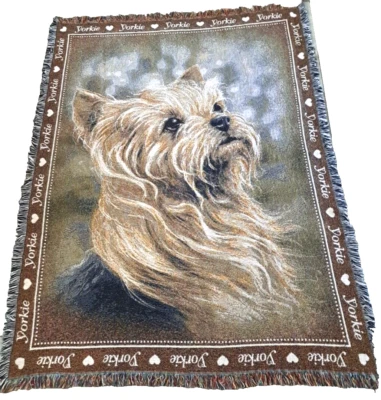 Manta de tapiz Yorkie Dog Love Danbury Mint Yorkshire Terrier Pet 72x53 Foto 1 de 4