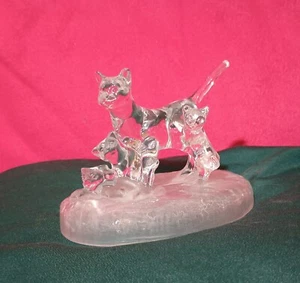 Clear Glass Cat & 3 Kittens - Picture 1 of 6