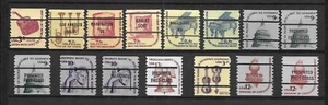 Americana PRECANCELED Coil SIngls NEVER HINGED Lot, 15 Different, F-VF, Cat $101 - Picture 1 of 1