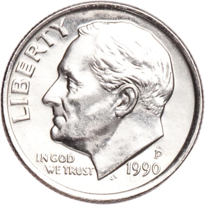 1990 P ROOSEVELT DIME BRILLIANT UNCIRCULATED FROM OBW ROLL - Image 1 of 2