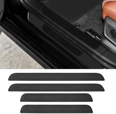 4Pcs For Volkswagen Accessories Black Door Sill Cover Scuff Plate Panel Guard - Image 1 of 4