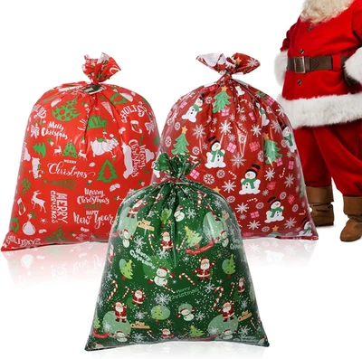 Sacolas de presente extragrandes 36""X44"" - Pacote com 3 sacolas de presente de Natal reutilizáveis com etiquetas  - Imagem 1 de 4