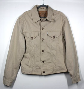 LEVI'S Women's 70500 LARGE Beige Cotton Twill Trucker Jacket I Made in Italy - Picture 1 of 19