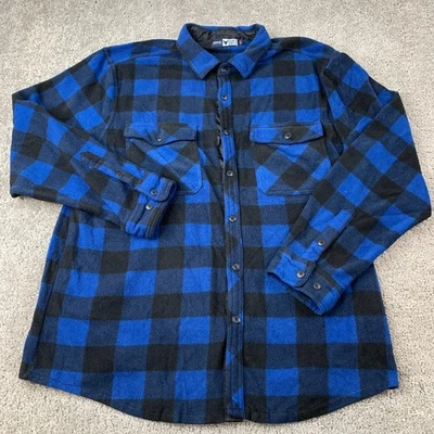 Company 81 Fleece Button-Up Shirt Men's Size 2XL Blue/Black Check Long Sleeve - Image 1 of 4