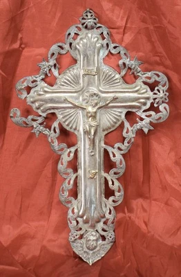 Relic Reliquia crucified KruzifiX CROCIFISSO in Argento 1800 Passione di Cristo - Immagine 1 di 3