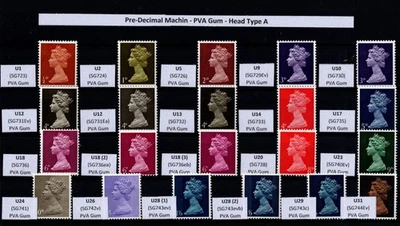 Especialista en máquinas - Estampillas de máquina predecimales las cuatro variedades de goma y cabeza Foto 1 de 4