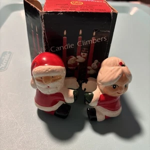 Candle Climbers Christmas Vtg Santa & Mrs Claus Cute Holiday Decor - Picture 1 of 11