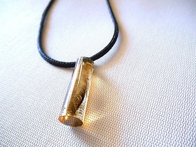 Silvertone & Black Corded Feather Pendant Necklace - Image 1 of 4