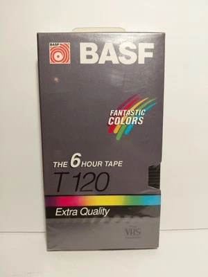 Blank VHS BASF T120 Extra Quality Stereo  VCR Tape NOS 6 Hour Fantastic Color - Image 1 of 4