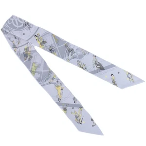 HERMES Twilly Silk Scarf Ex-Libris Les Parisiennes Gray Multicolor - Picture 1 of 15