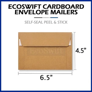 1 - 6.5x4.5 ECOSWIFT SELF SEAL RIGID SHIP FLATS CARDBOARD ENVELOPE MAILER BROWN - Picture 1 of 8