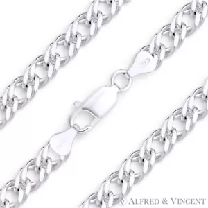 5.5mm Rombo Italian Chain Double-Curb Link Bracelet in 925 Italy Sterling Silver - Bild 1 von 2