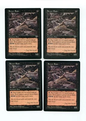 MTG Sewer Rats x4 Playset Mirage MIR Common Vintage Pauper Pump Rat Unplayed NM - Image 1 of 2
