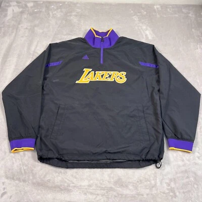 Lakers Jacket Mens Medium Black Mock Neck Pullover 1/4 Zip Adidas Windbreaker - Image 1 of 4
