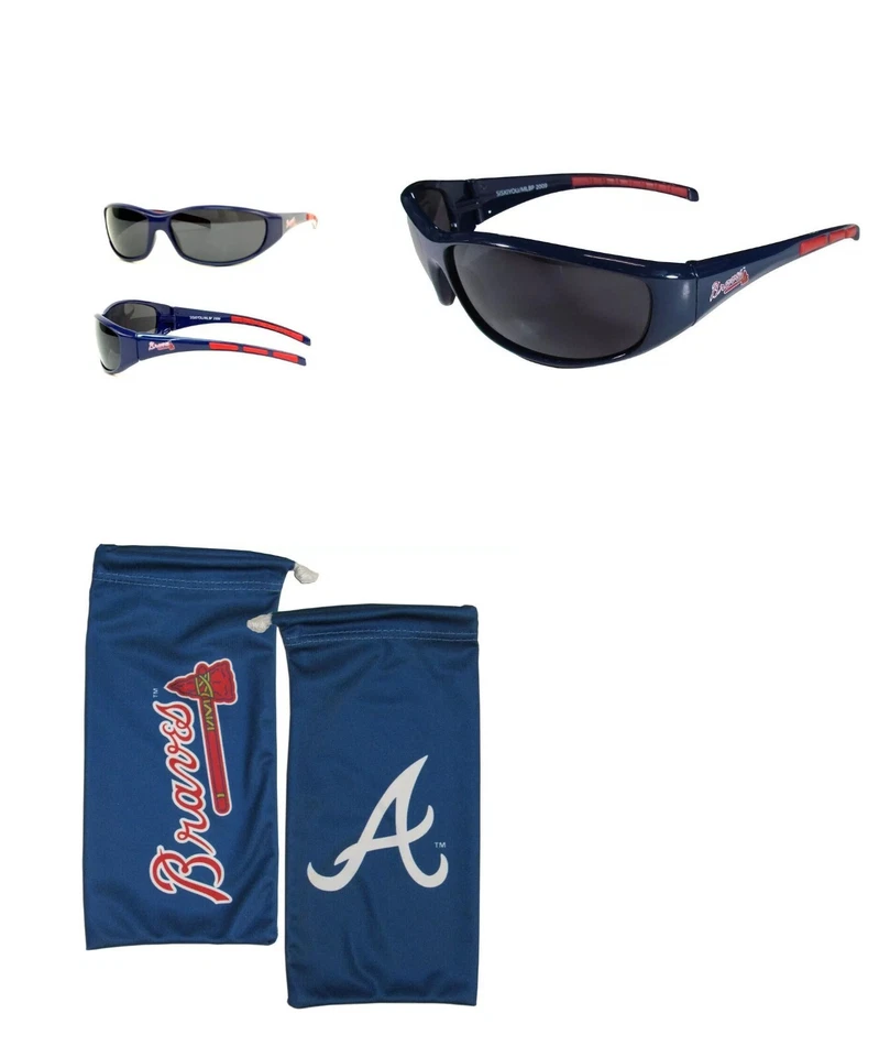 Atlanta Braves Wrap Sunglasses with Microfiber Bag MLB Licensed Baseball - Image 1 of 4