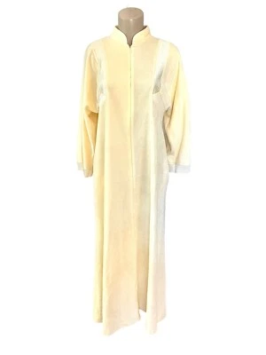 Abrigo de casa vintage Sears At Home Wear para mujer amarillo pálido media cremallera 2 bolsillos M Foto 1 de 4