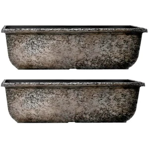 Sadie 24" Grey Clay Window Box Planter Lightweight Garden Flower Trough 13.6L - Picture 1 of 15