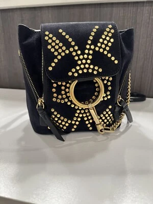 RARE LIMITED EDITION CHLOE Faye Mini Leather NAVY BACKPACK WITH Studs Great Cond - Image 1 of 4