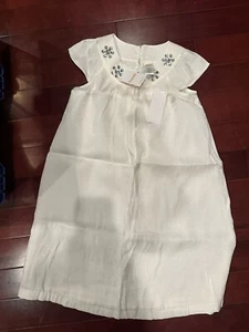Gymboree Girls' White Shift Dress with Rhinestone Design and Pleated Collar - Picture 1 of 1