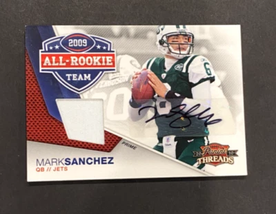 2010 PANINI THREADS MARK SANCHEZ 1/5 AUTO JERSEY NEW YORK JETS - Image 1 of 2