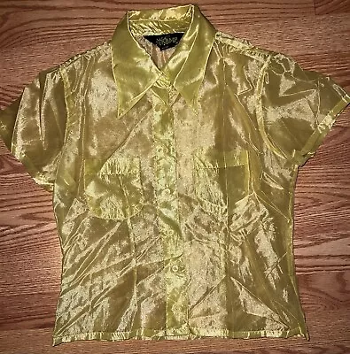Linda Camisa Pequeña Vintage TRAMP Transparente Top Limón Y2K Años 90 Glam Grunge Punk Mod Foto 1 de 4