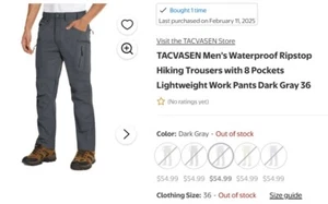 Men's Quick Dry Cargo Pants Outdoor Hiking Water-Resistant Camping Work Trousers - Picture 1 of 2