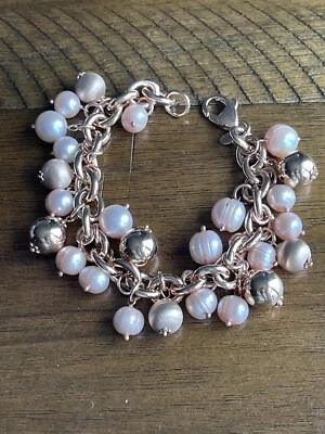 "Brazalete Cha-cha Honora bronce oro rosa color perlas cultivadas 8"" de largo" Foto 1 de 4