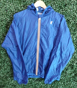 K-Way Le Vrai Hooded Windbreaker Blue Rain Jacket Packable Youth 14Y / Adult M - Picture 1 of 7