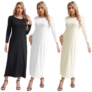 Vestido de oración islámico manga larga para mujer túnica árabe caftán fiesta noche vestido - Imagen 1 de 22