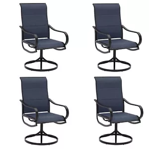 Swivel Patio Dining Chair Set of 4 High Back Outdoor Chairs Blue - Picture 1 of 11