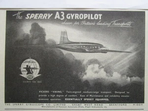 12/1945 PUB SPERRY GYROSCOPE A3 GYROPILOT VICKERS VIKING AIRCRAFT ORIGINAL AD - Picture 1 of 1
