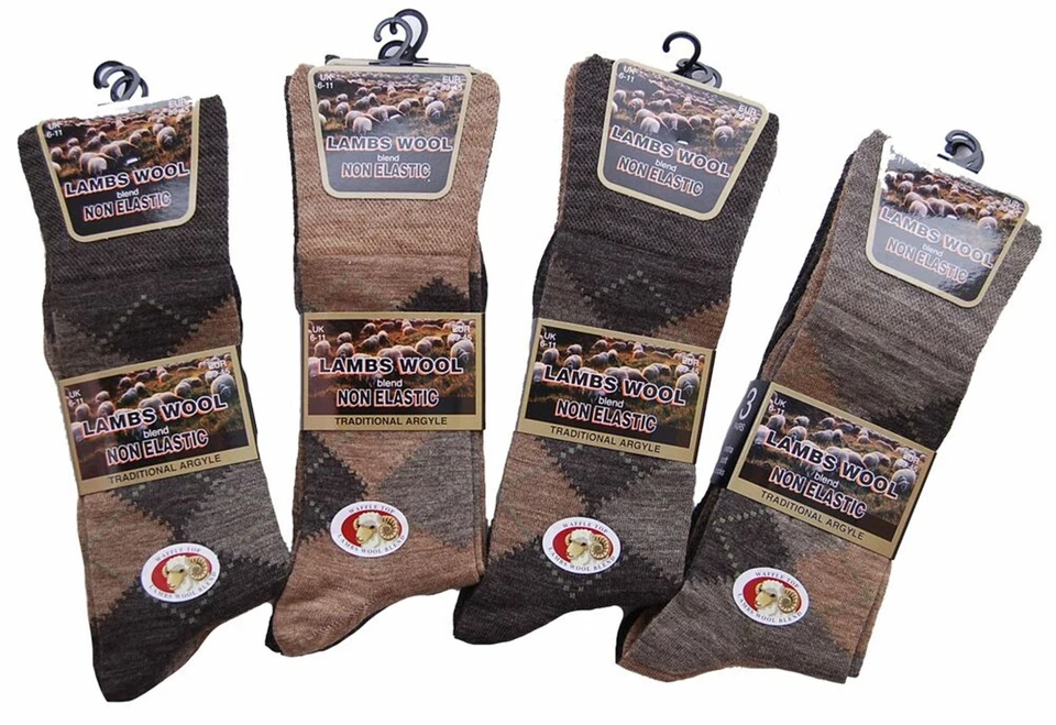 Lambs Wool Blend Non Elastic Diabetic Gentle Grip Loose Top Socks