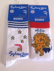 Olympic Games 2000 SYDNEY Socks Lot 2 Australia Souvenir Kids 9-12 NEW - Picture 1 of 2