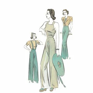 30s Pattern – Slacks or Overalls, Suspenders & Jacket - Bust=36” (91.4cm) - Picture 1 of 3