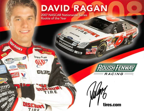 SIGNED!! DAVID RAGAN #6 DISCOUNT TIRE / 2007 ROOKIE of the YEAR NASCAR POSTCARD Cover