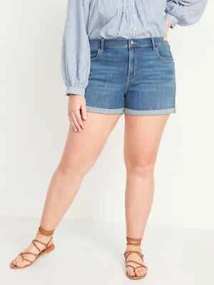 NWT Old Navy Womens Shorts 28 Plus Size Mid-Rise Denim Jean Cuffed - Image 1 of 4
