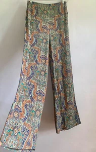 ZARA MULTICOLOURED PAISLEY HIGH RISE WIDE LEG TROUSERS PANTS SIZE: MEDIUM - Picture 1 of 8