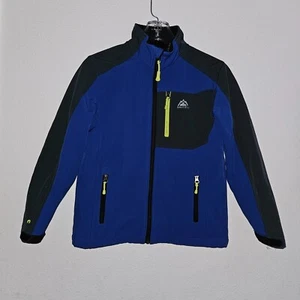 Snozu Boys Blue Soft Shell Jacket Fleece Lined Full Zip Size Medium 10/12 READ - Picture 1 of 14