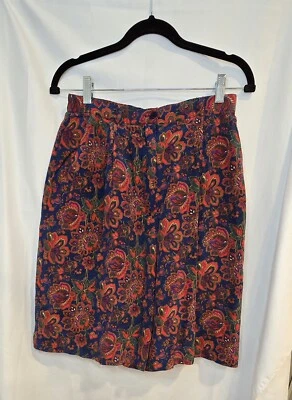 Vintage Talbots 100% Silk Women’s Shorts Size 10 Red Floral Print  - Image 1 of 4