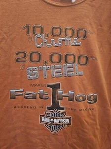 2004 HARLEY DAVIDSON XL 10,000 CHROME 20,000 STEEL FAT HOG SHIRT BURNT ORANGE - Picture 1 of 6