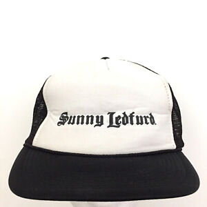 Vtg Sunny Ledfurd Hip Hop Hat Spell Out Mesh Snap Back Trucker Baseball Rap Cap