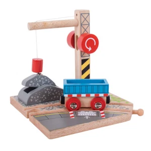 Grúa y polea de grava magnética Bigjigs Rail, juego de tren de madera accesorios - Imagen 1 de 7