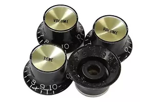 Perillas de sombrero de campana reflector oro negro para Gibson EE. UU. 4 piezas - Imagen 1 de 4