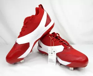 Adidas Icon 8 Red, Silver & White Metal Baseball Cleats Men's Size 11.5 - NEW - Picture 1 of 8