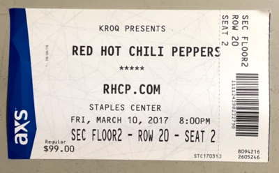 RED HOT CHILI PEPPERS - 3/10/2017 - Staples Center - Los Angeles, CA - Image 1 of 2