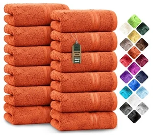 12 Pack Luxury Soft Face Towel Flannel 100% Egyptian Cotton Hand Towel Washcloth - Picture 1 of 72
