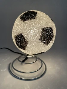 Vtg Soccer Lamp Night Light Melted Plastic Popcorn Football Spiral Stand Works - Picture 1 of 5